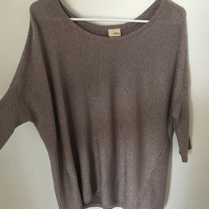 Shimmery Metallic Oversized 3/4 Sleeve Top